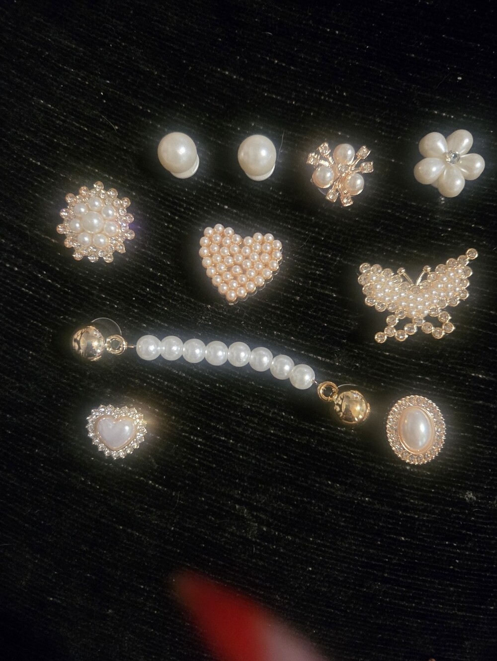 Jibbitz Shoe Charms Pearls Gold Heart Butterfly Flower Pearl Chain White Pearls